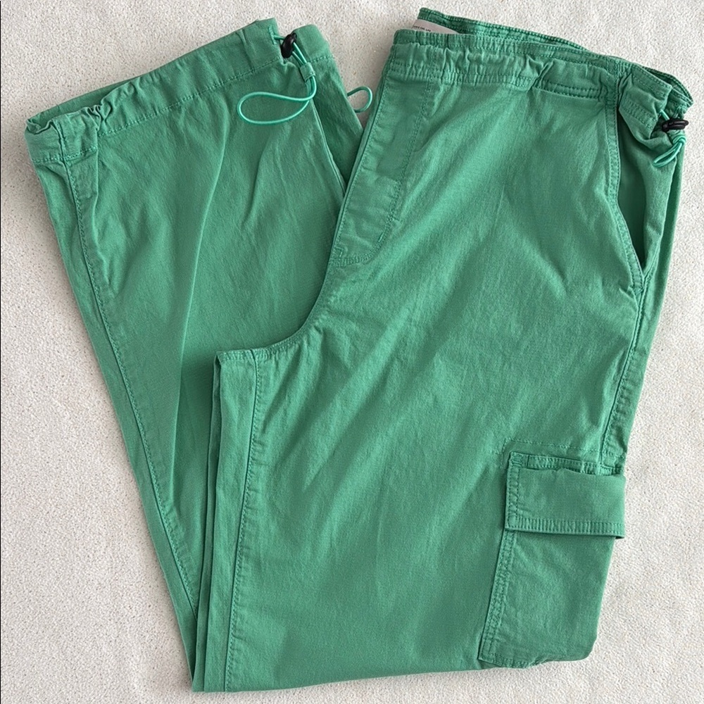 SO Green Drawstring Cargo Trousers